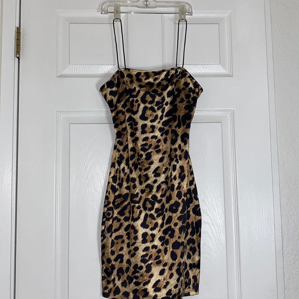 Bear Dance cheetah silky dress, size S